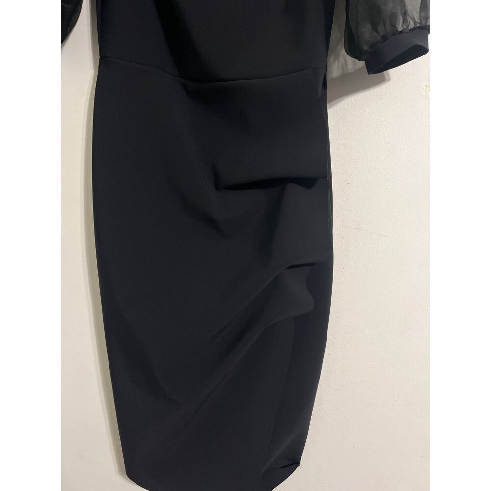 Chiara Boni Midnight Blue Midi Dress with Sheer Sleeves - Picture 5 of 14